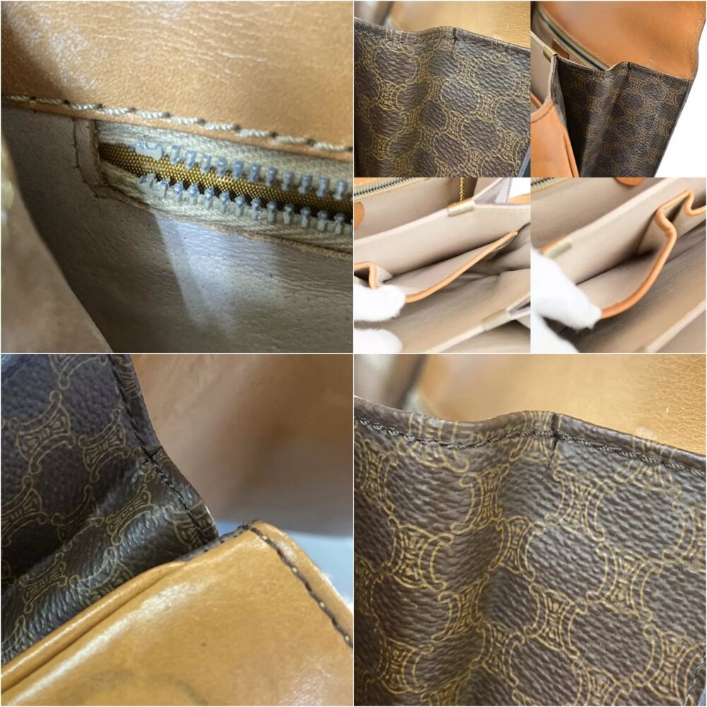 CELINE Macadam Pattern Horse Carriage Shoulder Bag PVC Leather Brown GHW 98YG603 - Picture 14 of 15